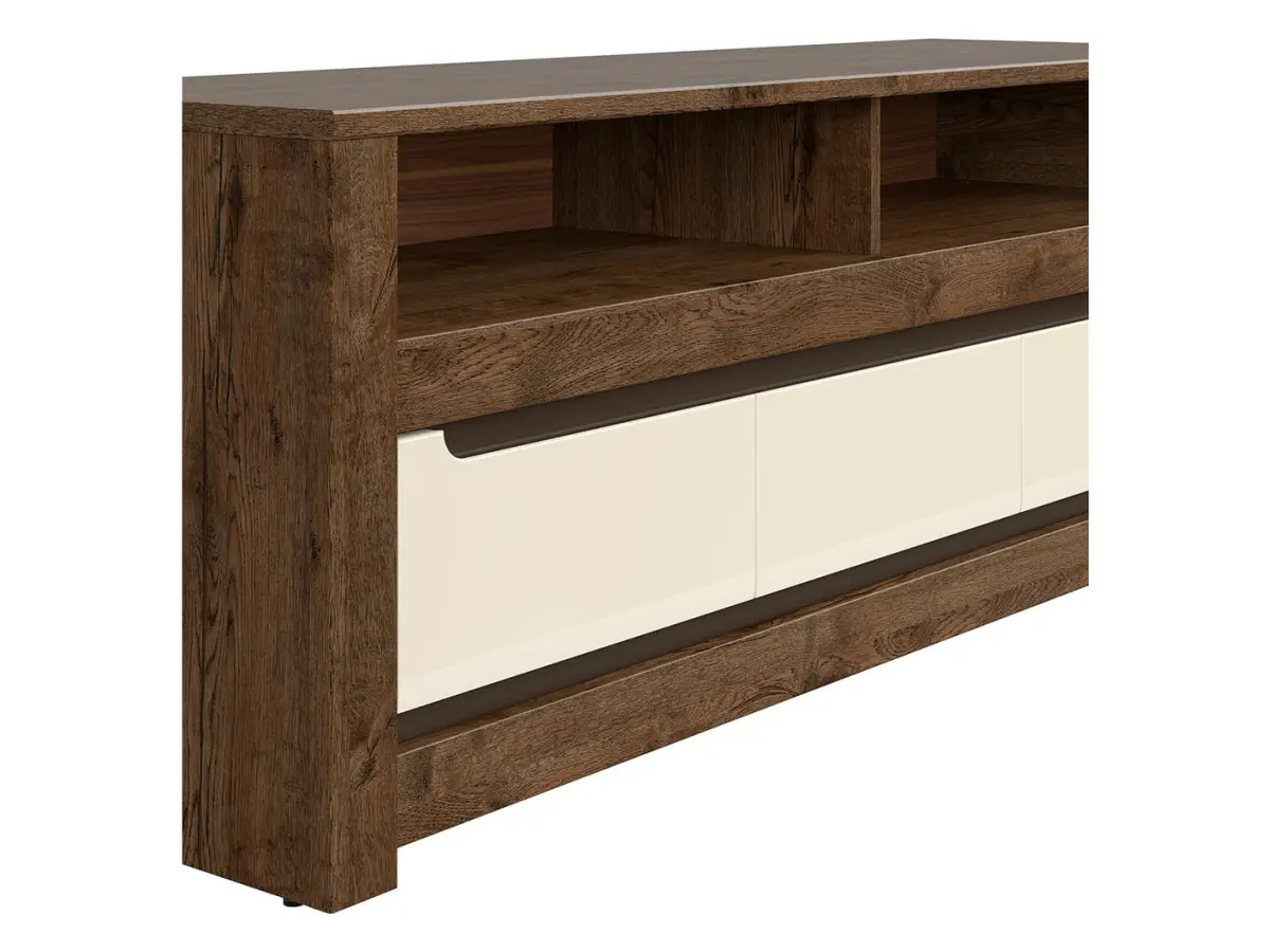 Mueble TV Ruso 149 cm con 3 cajones roble april/brillo perla