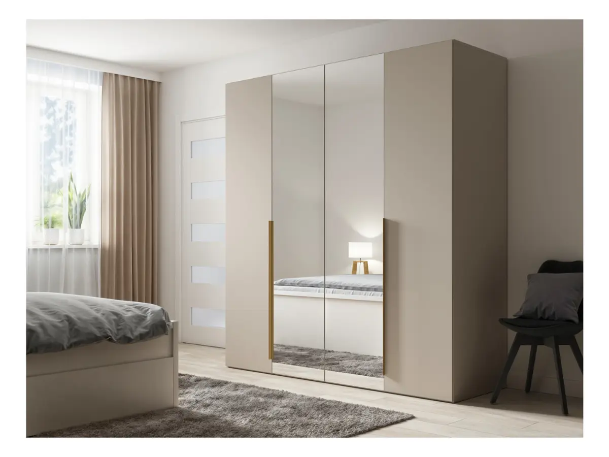 Armario de cuatro puertas Flex 200 cm con espejo cachemira