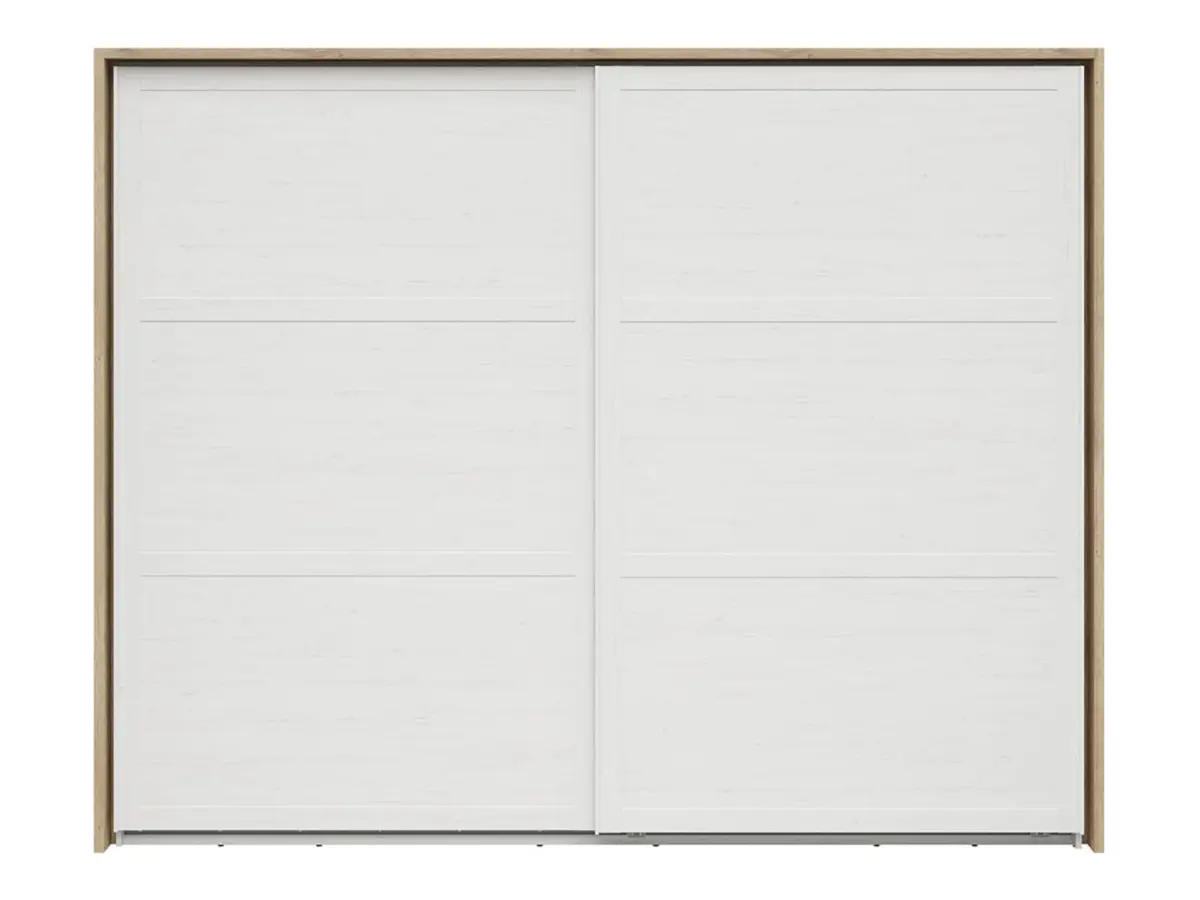 Armario de puertas correderas Loksa 270 cm pino andersen blanco/roble grandson