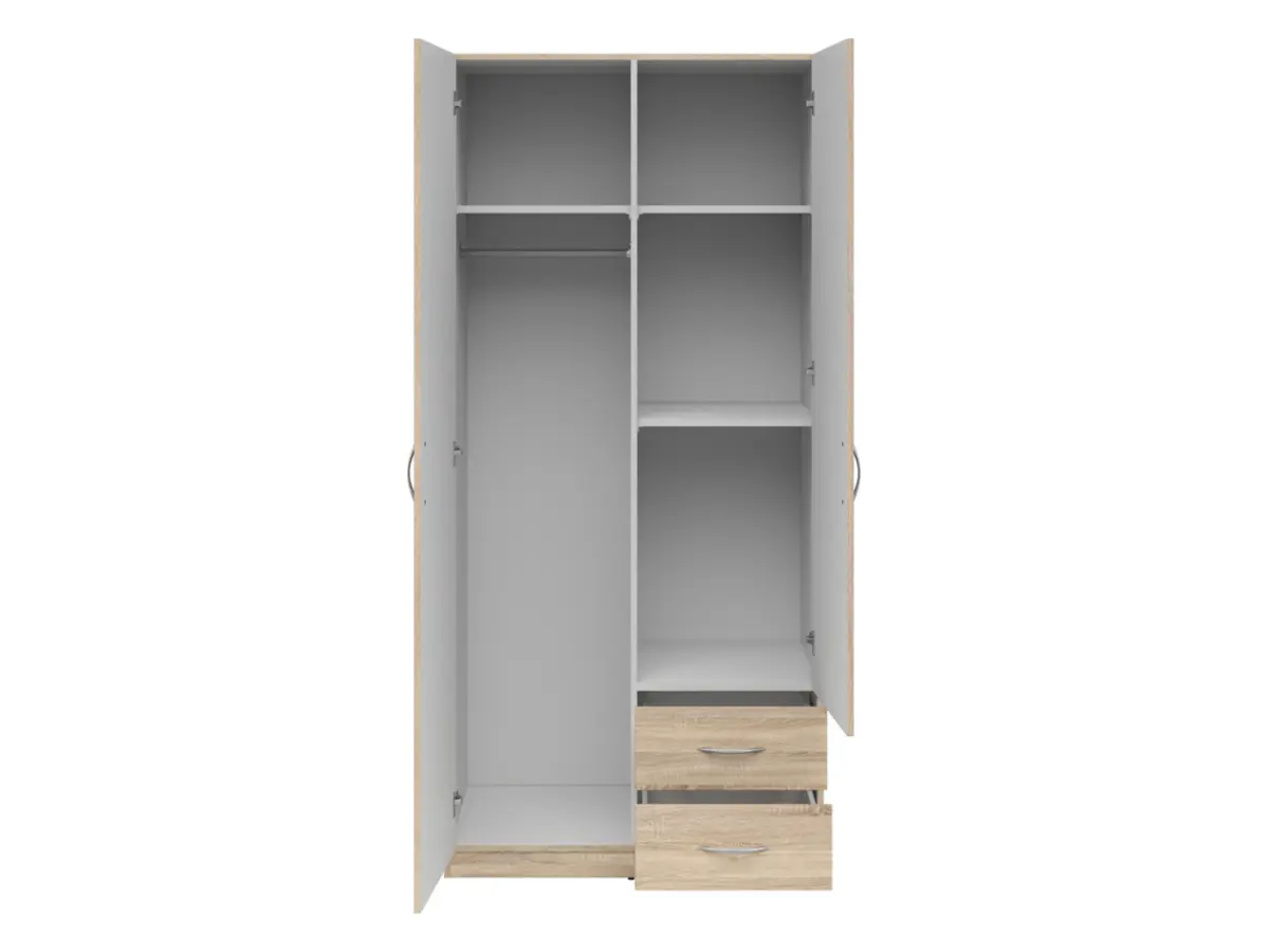 Armario de dos puertas Casao 91 cm con cajones roble sonoma