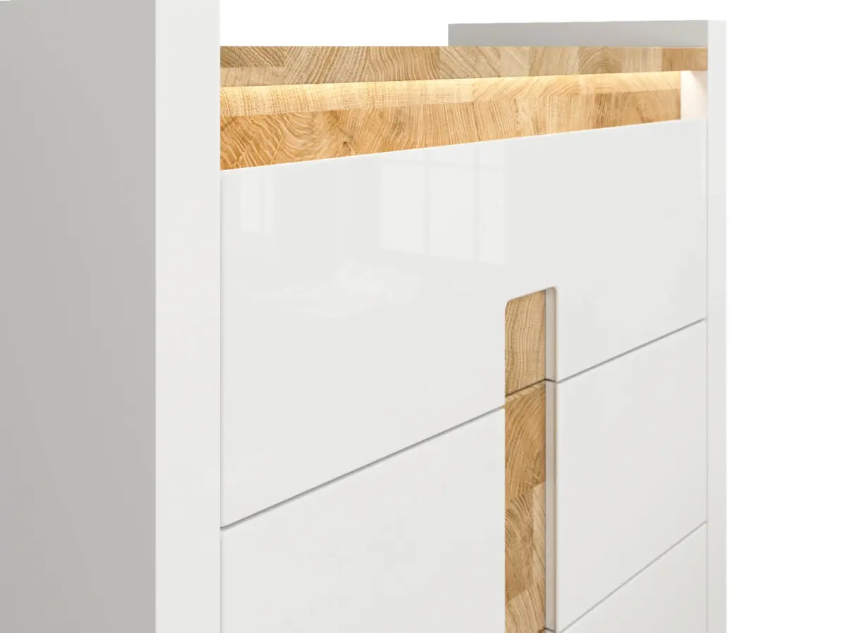 Cómoda Alameda 97 cm con 3 cajones roble westminster/blanco brillo