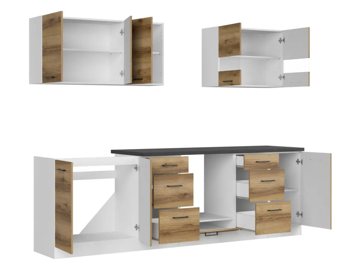 Кухонный комплект Junona Line 260 см дуб делано светлый со столешницей