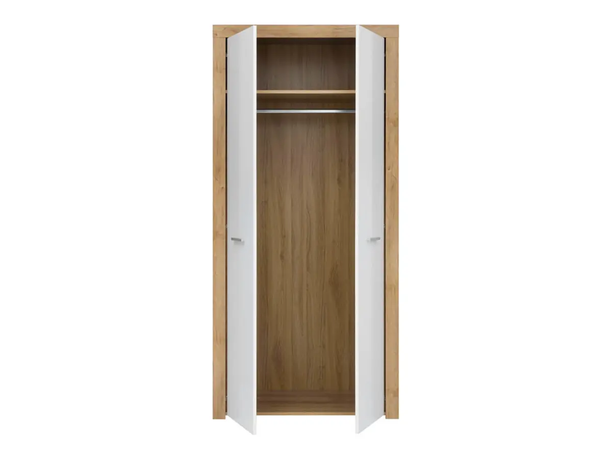 Armario de dos puertas Balder 90 cm roble riviera/blanco brillo