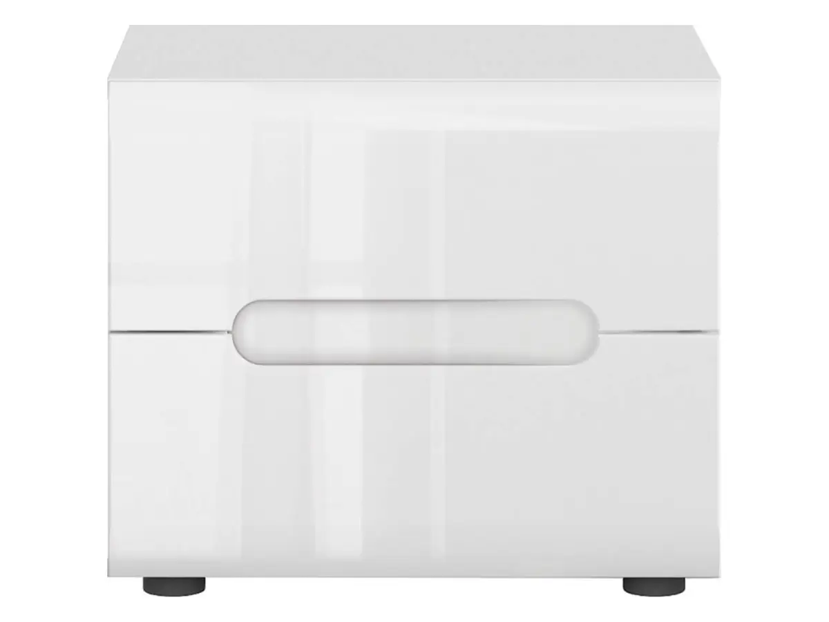 Mesita de noche Azteca Trio 50 cm con 2 cajones blanco brillo