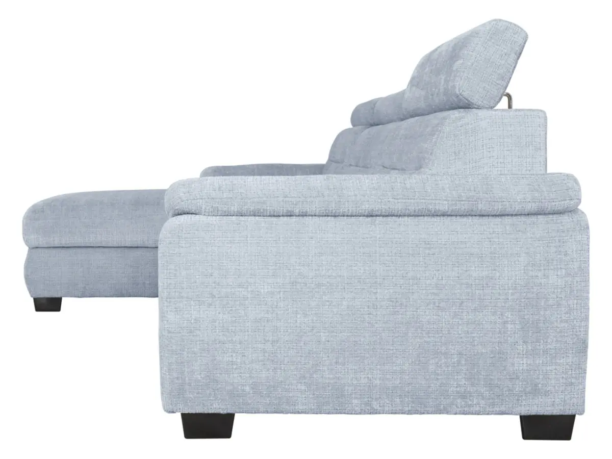 Sofá rinconera izquierdo Aguda convertible con arcón azul