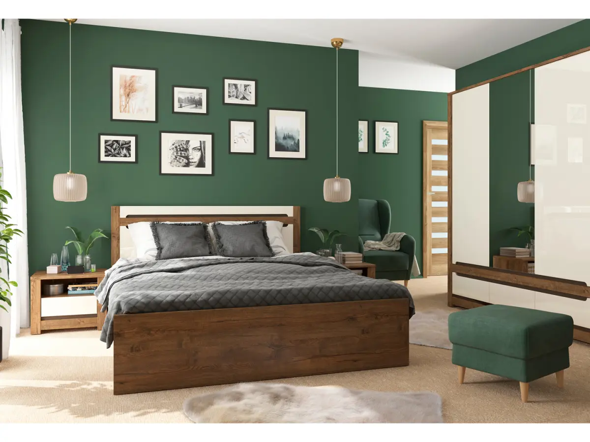 Cama Ruso 140x200 con contenedor y somier roble april