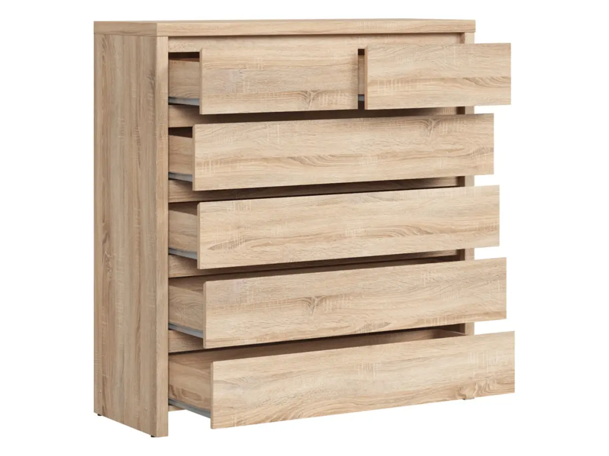 Cómoda Kaspian 105 cm con 6 cajones roble sonoma