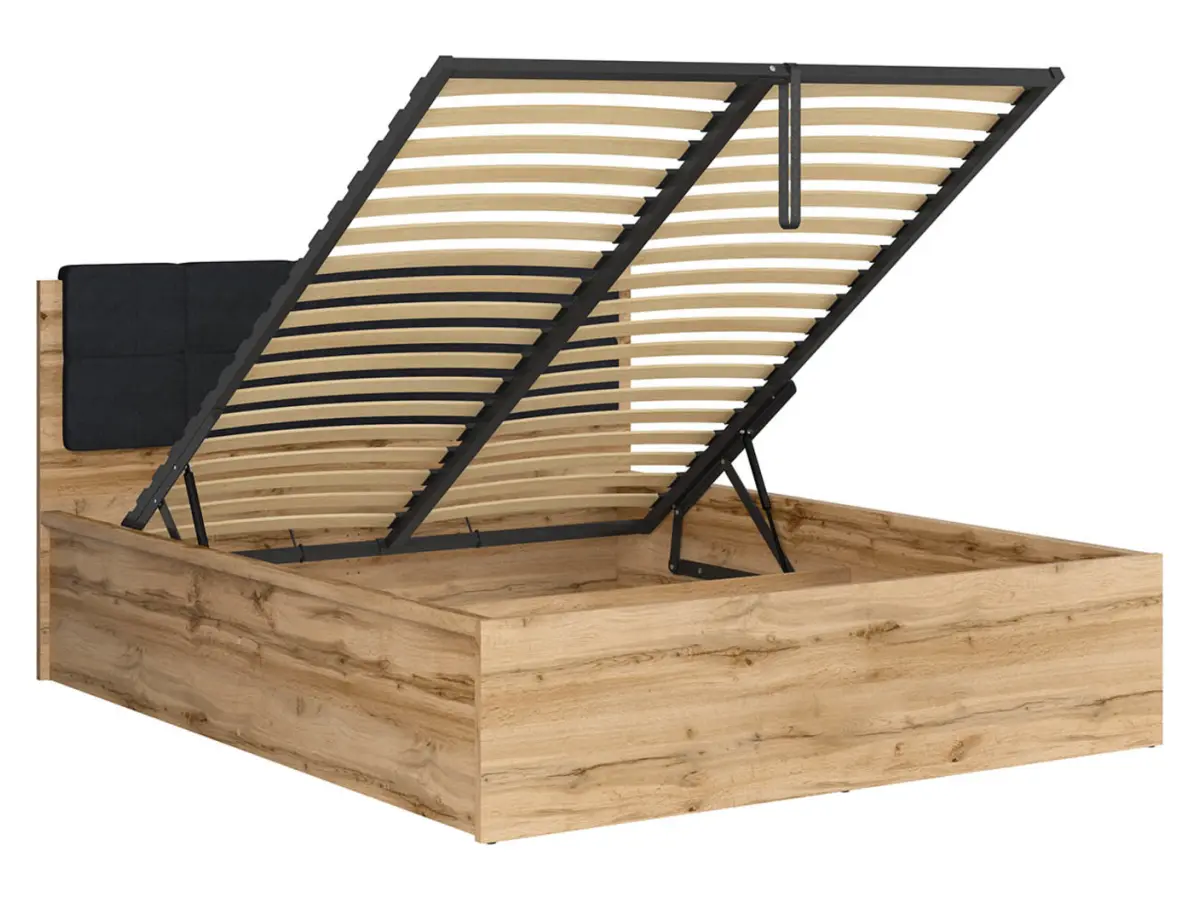 Łóżko Tetrix 160x200 ze stelażem i pojemnikiem dąb wotan