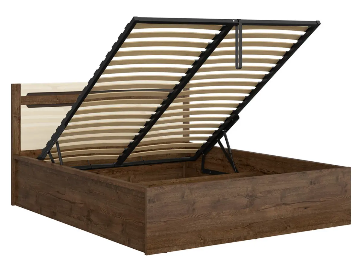 Cama Ruso 160x200 con contenedor y somier roble april