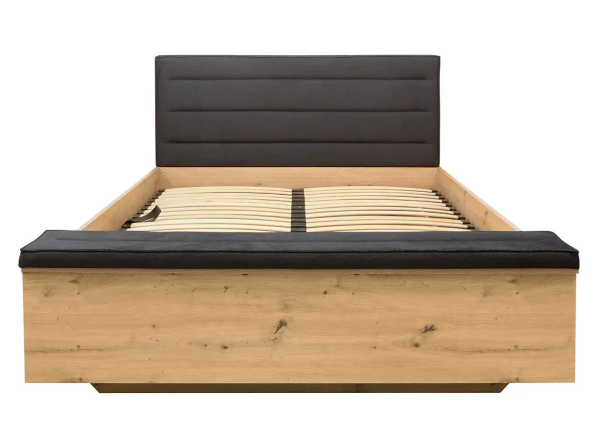 Cama Ostia 140x200 con somier y contenedor roble artisan