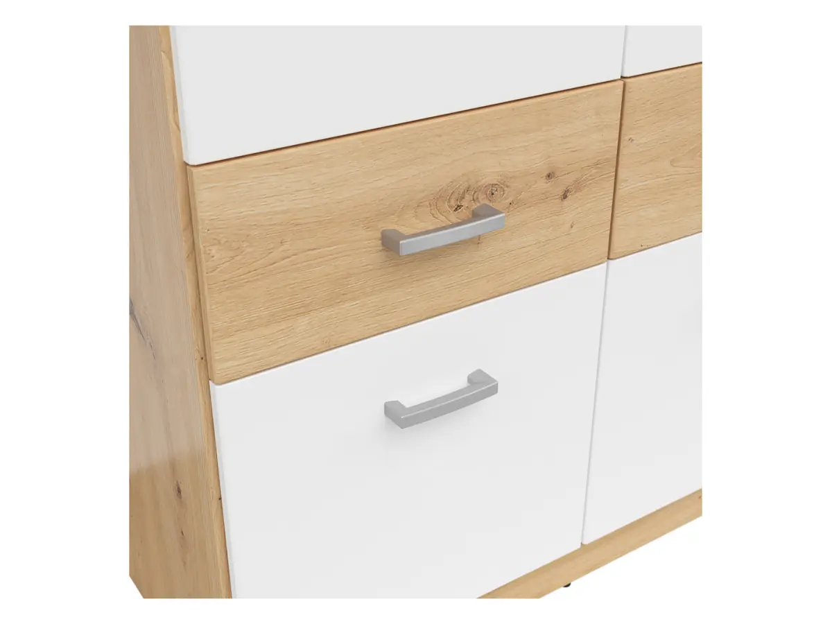 Armario de dos puertas Brando-2 91 cm con cajones roble artisan/blanco