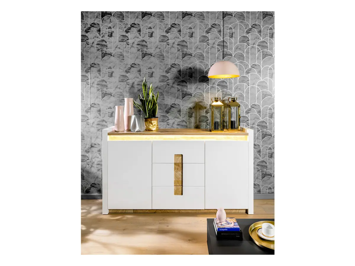 Комод Alameda 172 см с 2 дверями и 3 ящиками дуб вестминстер/белый глянец