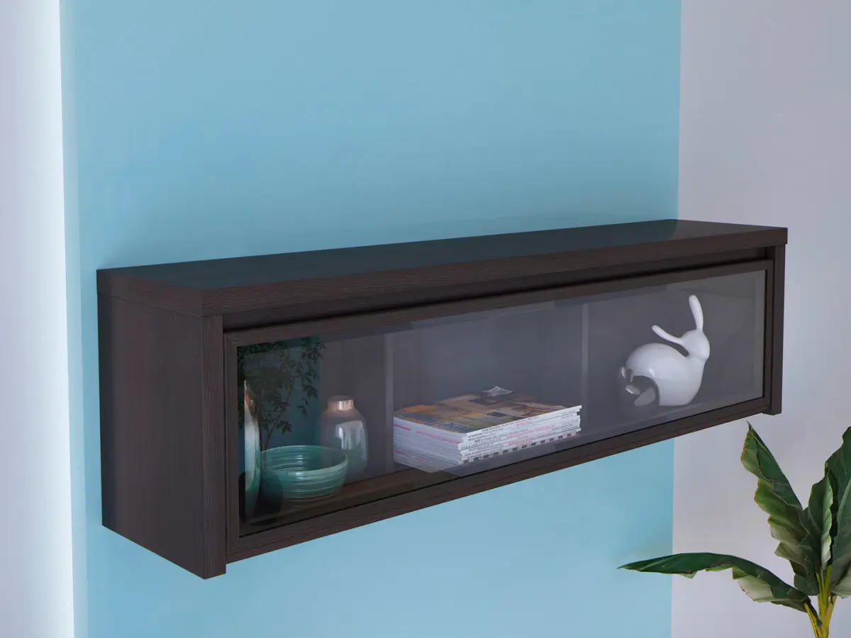 Vitrina suspendida Kaspian 144 cm con puertas wenge