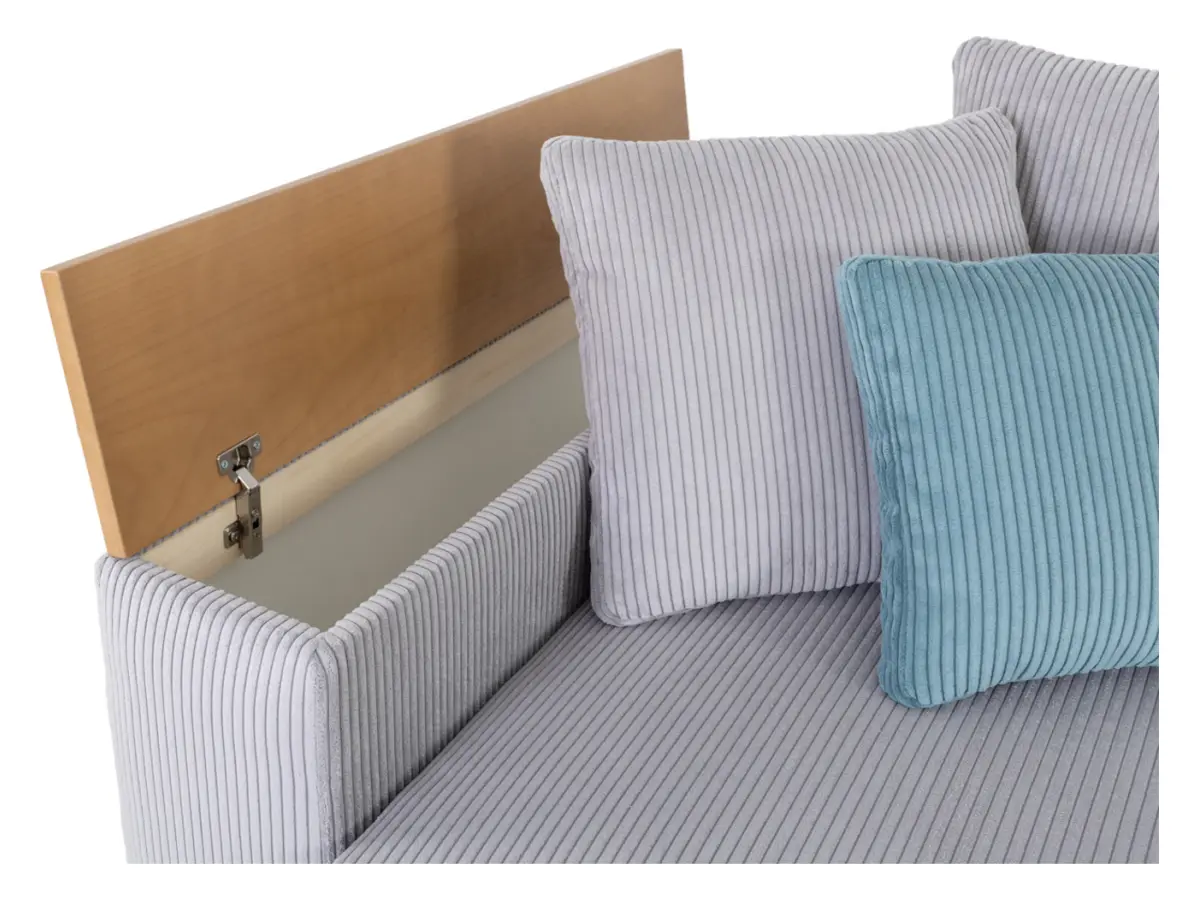 Sofá de tres plazas Peter cama con arcón de pana gris