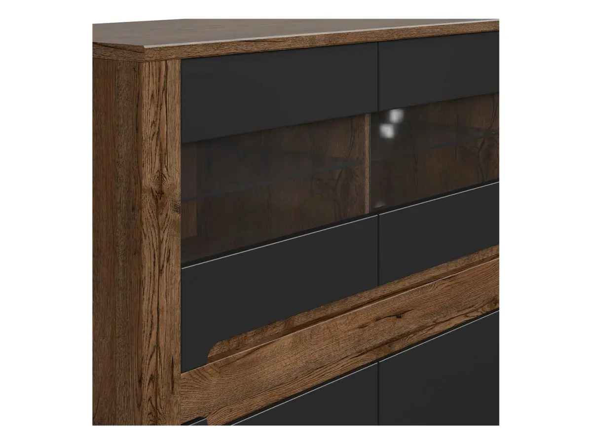 Vitrina Ruso 149 cm con 6 puertas roble april/negro mate