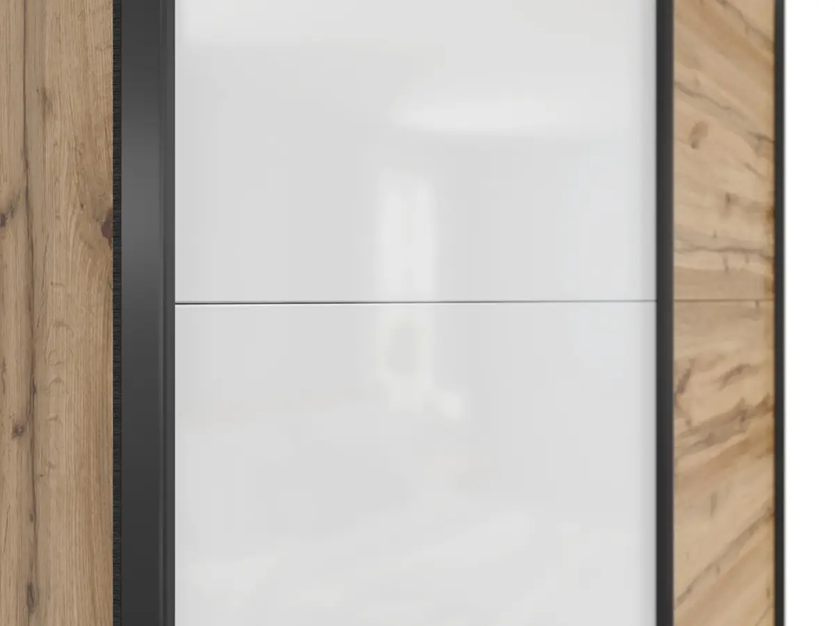 Armario de puertas correderas Tetrix 153 cm roble wotan/blanco brillo