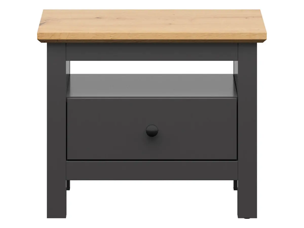Mesita de noche Hesen 60 cm con cajón grafito/roble artisan