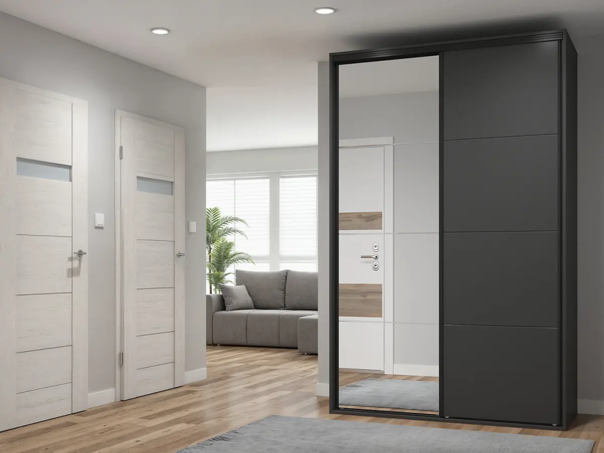 Armario corredero Flex 150 cm con espejo grafito