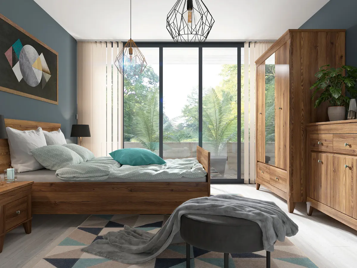 Cómoda Bergen 110 cm con 2 puertas y 2 cajones alerce sibiu dorado