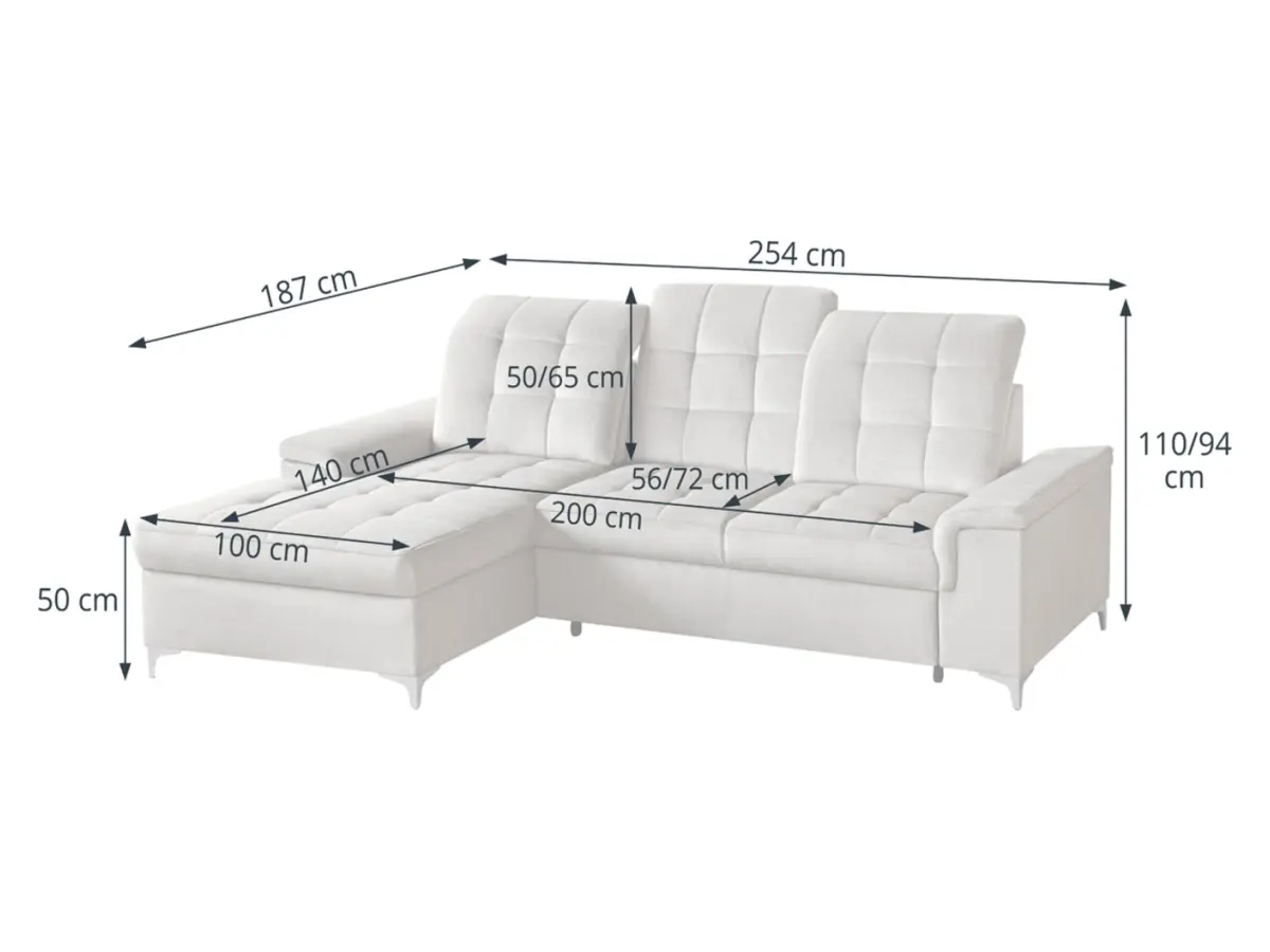 Sofá rinconero izquierdo Ariado convertible con contenedor de terciopelo beige