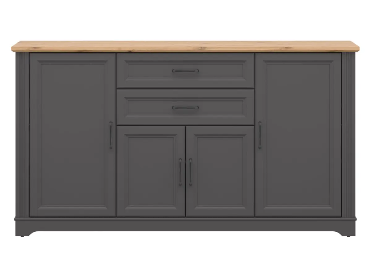 Cómoda Tolmin 180 cm con 4 puertas y 2 cajones grafito/roble artisan