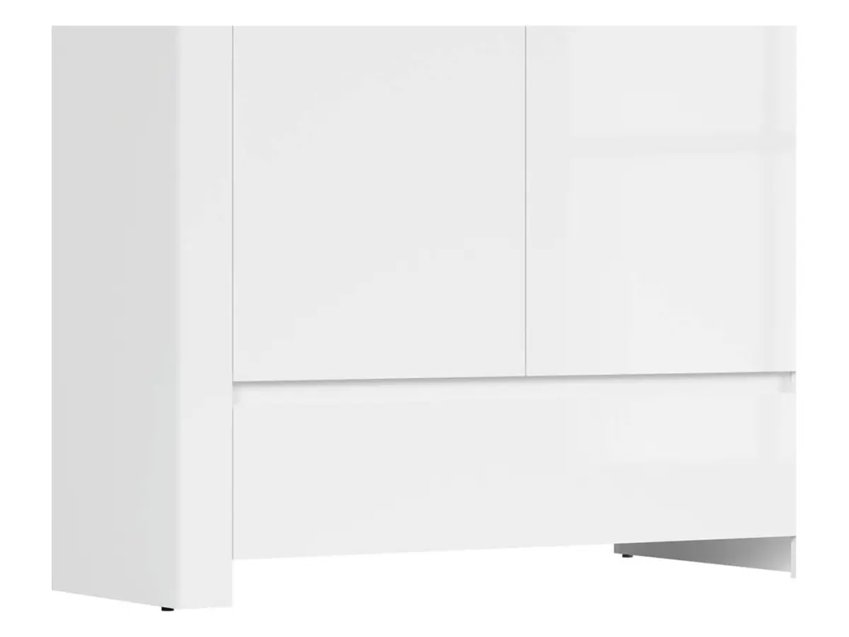 Armario de dos puertas Holten 106 cm con cajón blanco brillo/roble wotan