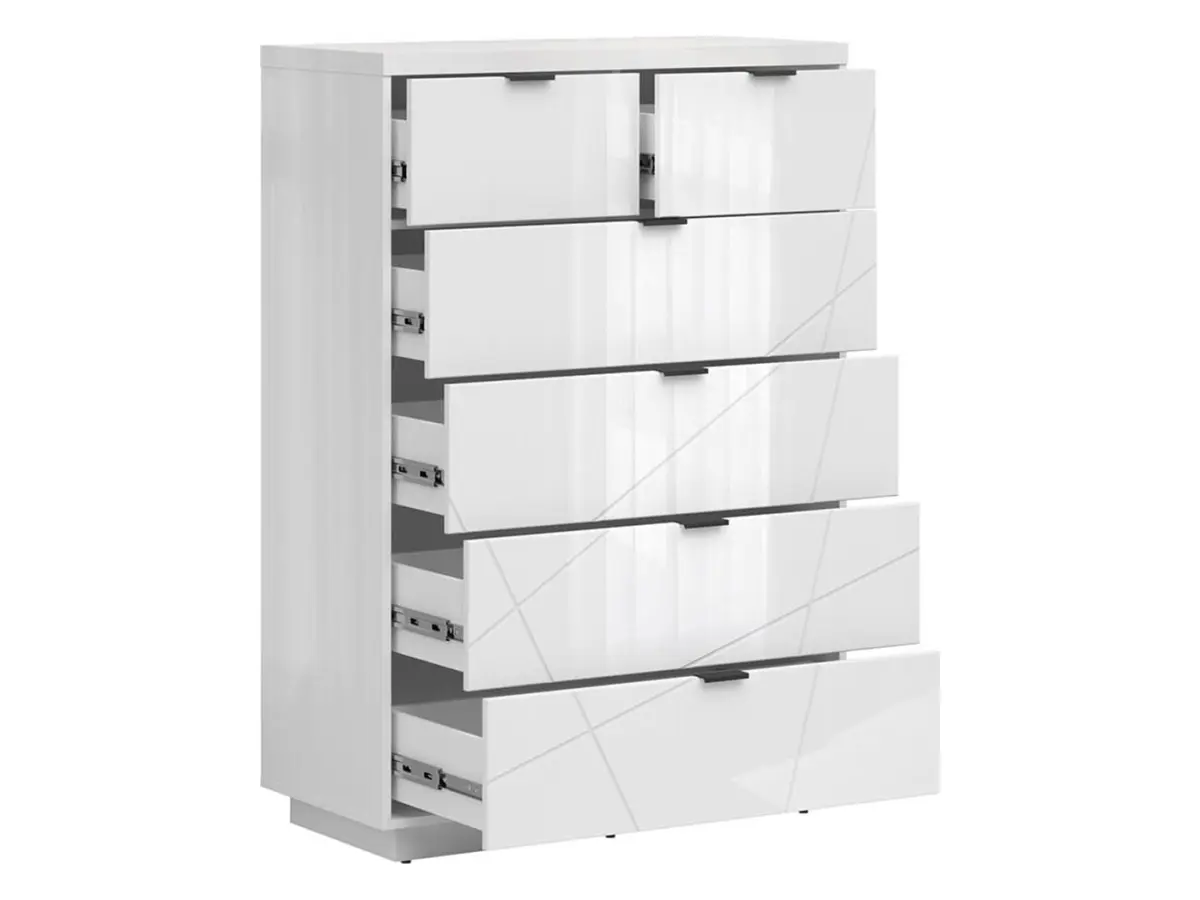 Cómoda Forn 90 cm con 6 cajones blanco brillo