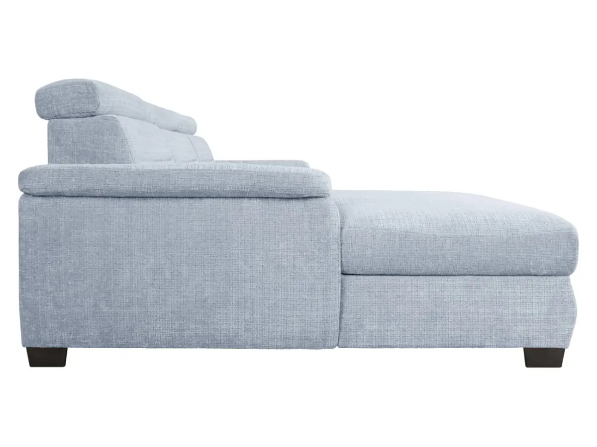 Sofá rinconera izquierdo Aguda convertible con arcón azul