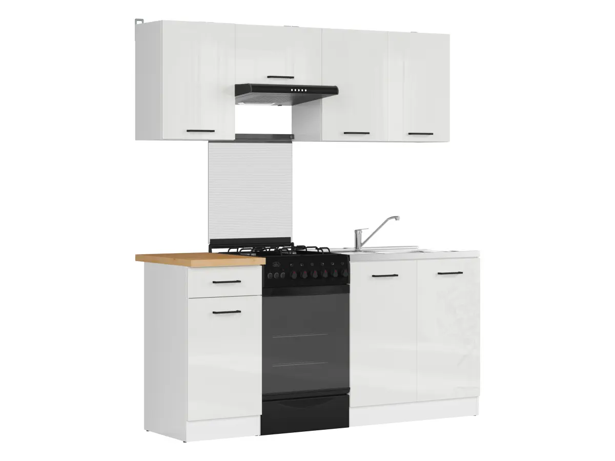 Conjunto de cocina Junona Line 170 cm brillo tiza con encimera