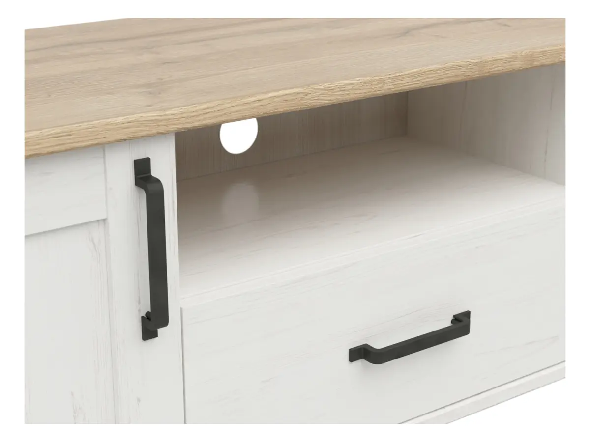 Тумба RTV Loksa 160 см с 2 дверцами и ящиком сосна андерсен белая