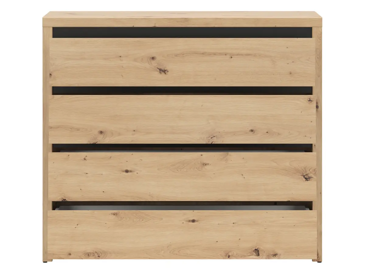 Cómoda Larios 105 cm con 4 cajones roble artisan/negro