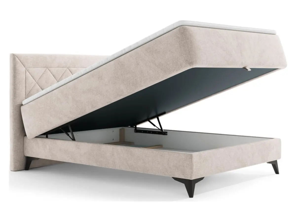 Cama continental Zalea 140x200 con arcón beige