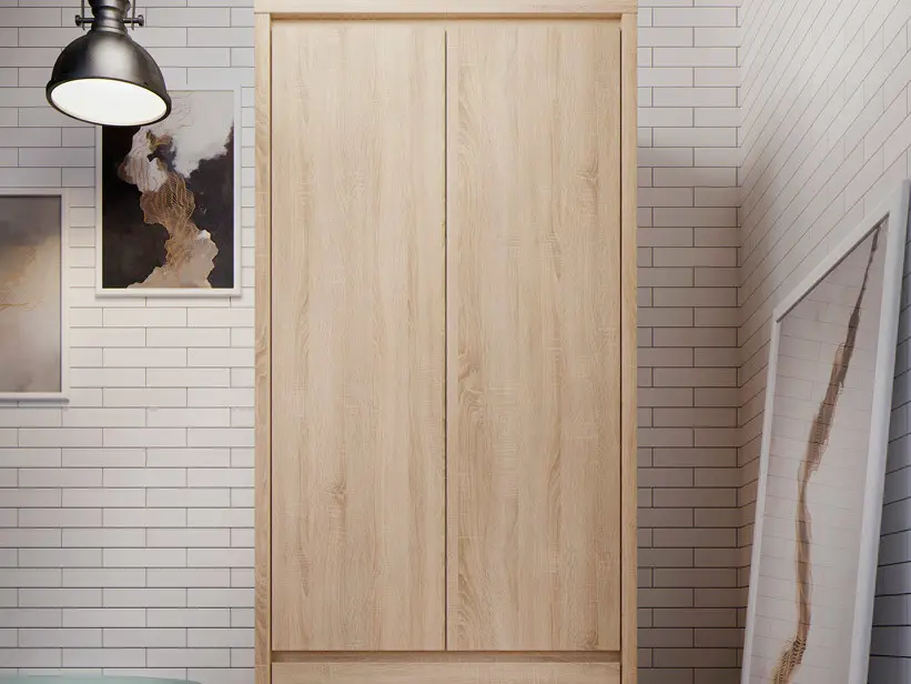 Armario de dos puertas Kaspian 90 cm con cajones roble sonoma