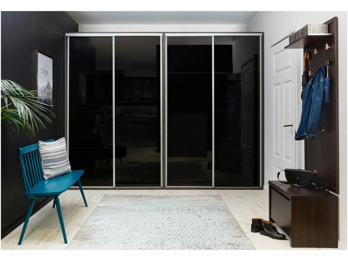 Armario de puertas correderas Flex 120 cm grafito/negro brillo