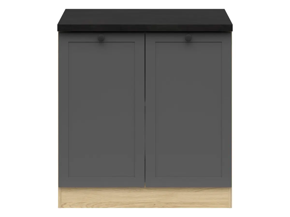 Mueble de cocina bajo Junona Line 80 cm de dos puertas grafito con encimera