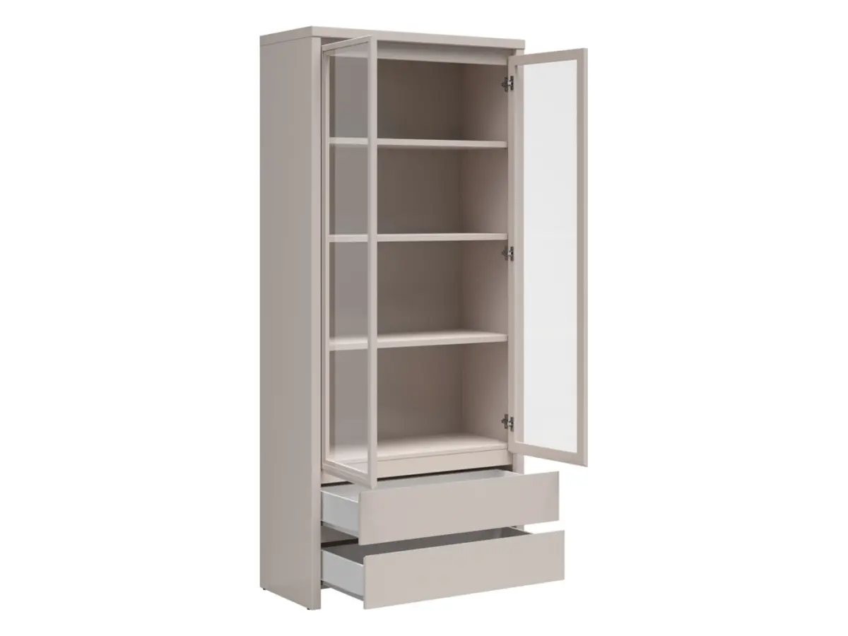 Vitrina Kaspian 90 cm con 2 puertas y 2 cajones color cachemir