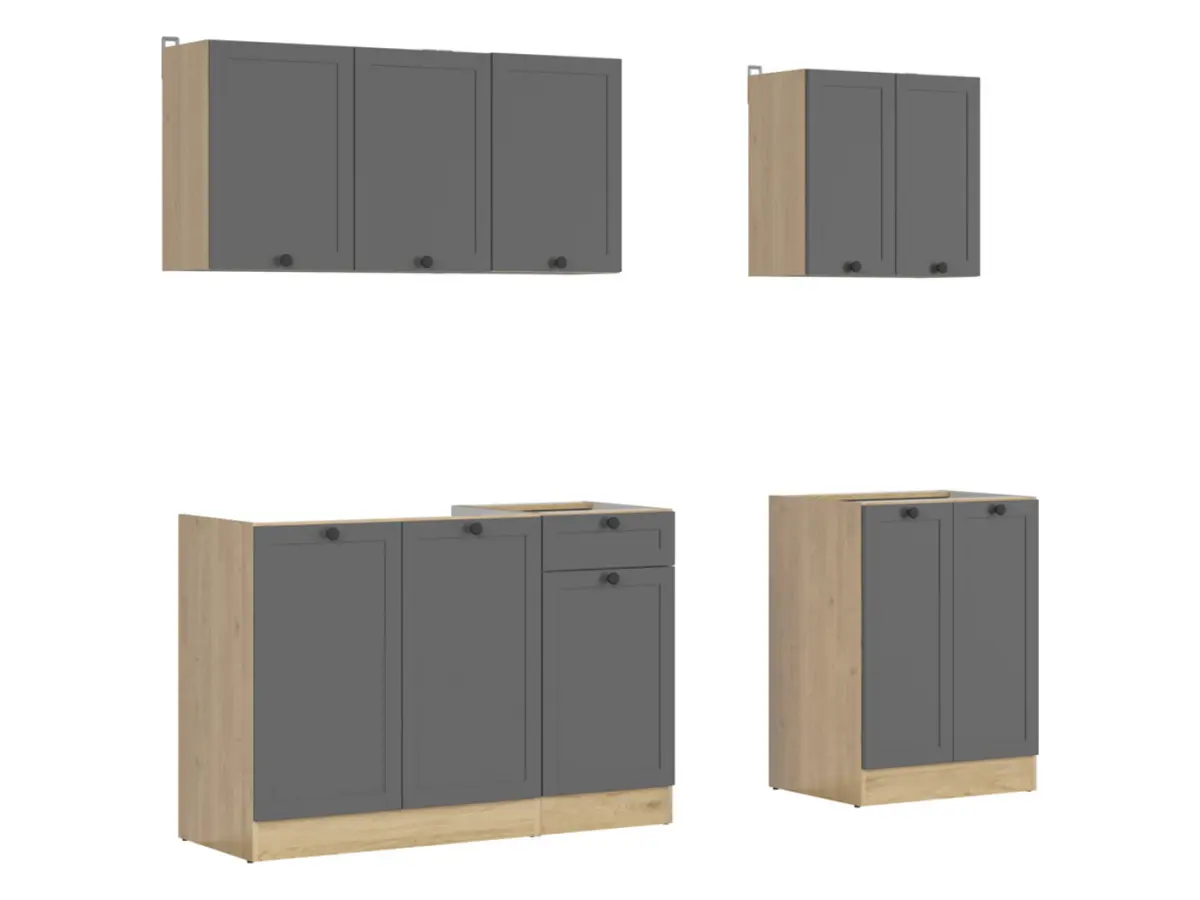 Conjunto de cocina Junona Line A 180 cm grafito sin encimera