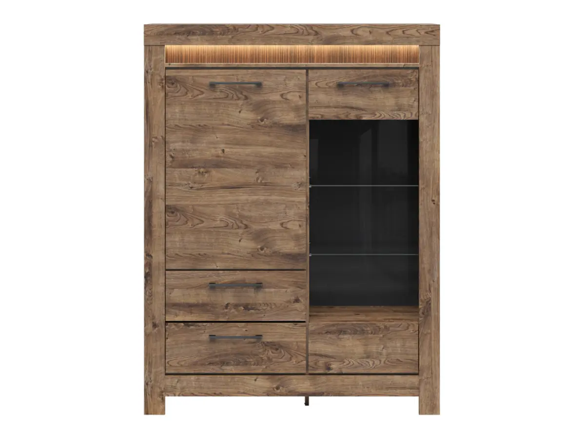 Vitrina Torin 114 cm con 2 puertas y 2 cajones roble ribbeck marrón