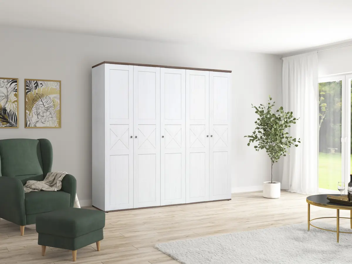 Armario de cinco puertas Stockholm 243 cm pino andersen blanco