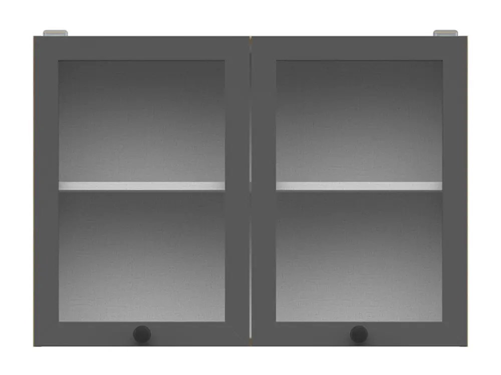 Armario superior de cocina Junona Line 80 cm de dos puertas con vitrina roble bernstein/grafito