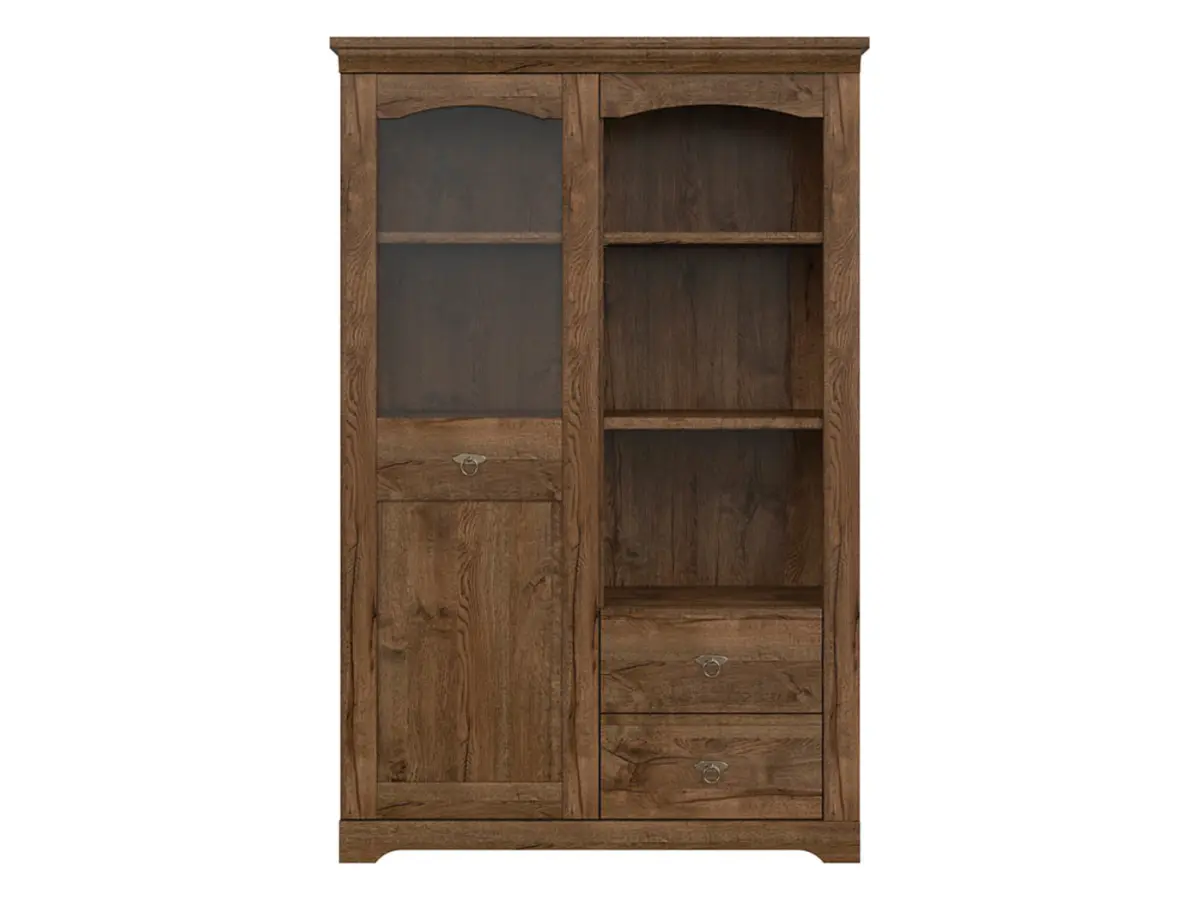 Vitrina Patras 103 cm con puertas y 2 cajones roble april