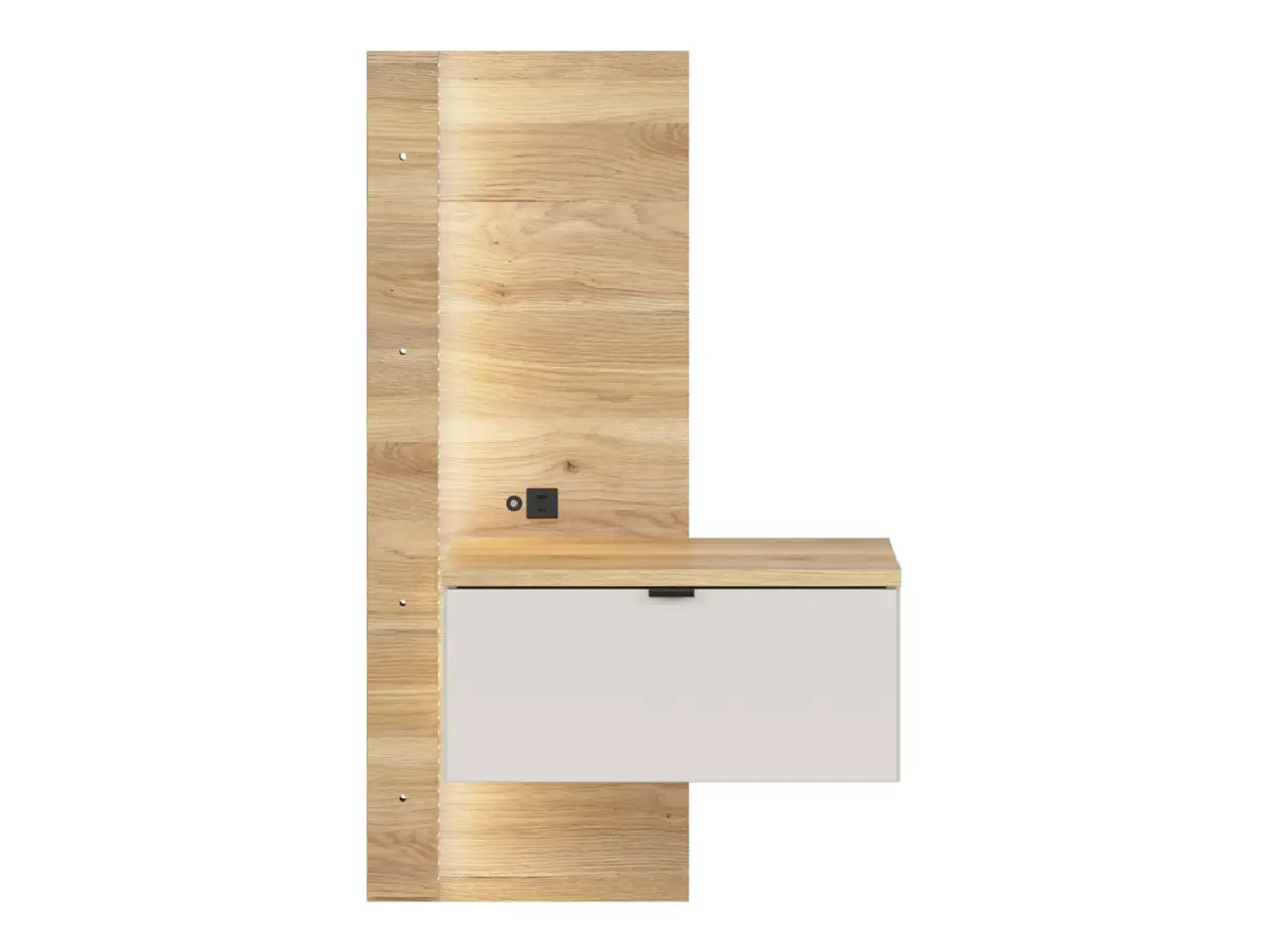 Mesita de noche Glamour 50 derecha con cajón cachemira/roble mauvella USB LED