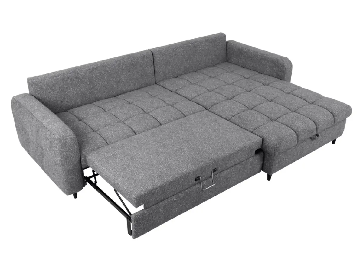 Sofá rinconera universal Twist New desplegable con arcón gris