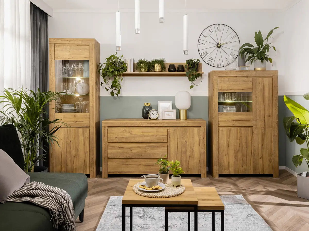 Vitrina Holten 68 cm con 2 puertas roble waterford