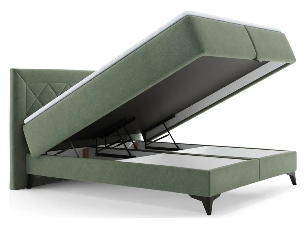 Cama continental Zalea 160x200 con contenedor verde