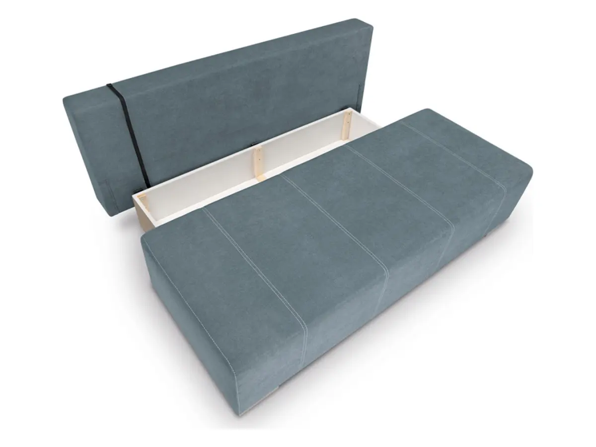 Sofá de tres plazas Street IV plegable con arcón azul