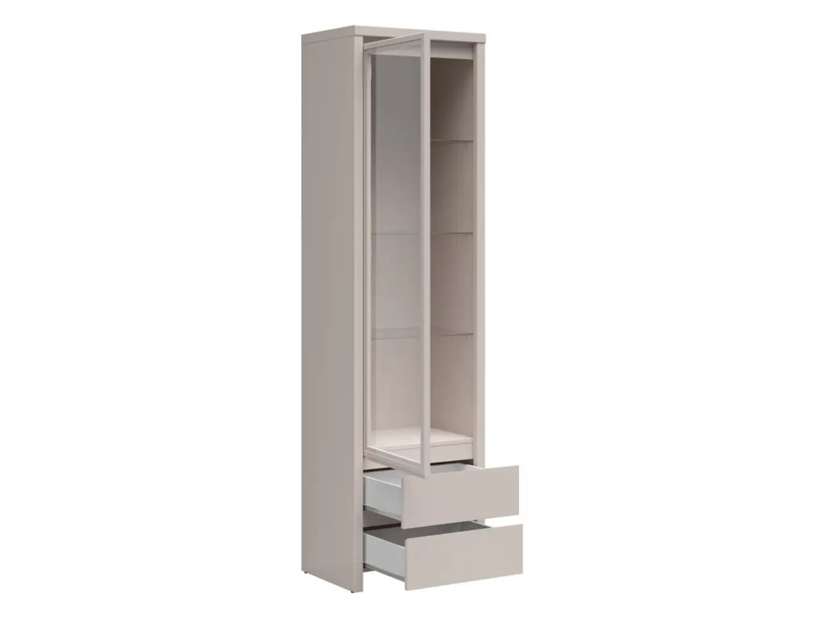 Vitrina Kaspian 56 cm con puerta y 2 cajones cachemira