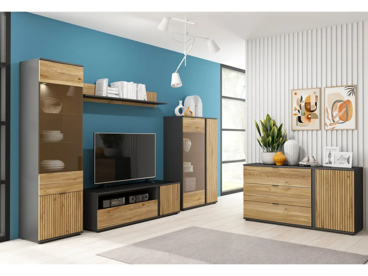 Vitrina Luen 57 cm con 2 puertas roble tegola/roble mauvella