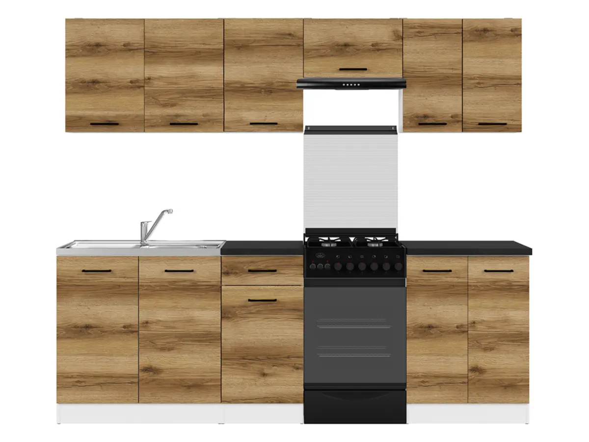 Conjunto de cocina Junona Line 230 cm roble delano claro con encimera