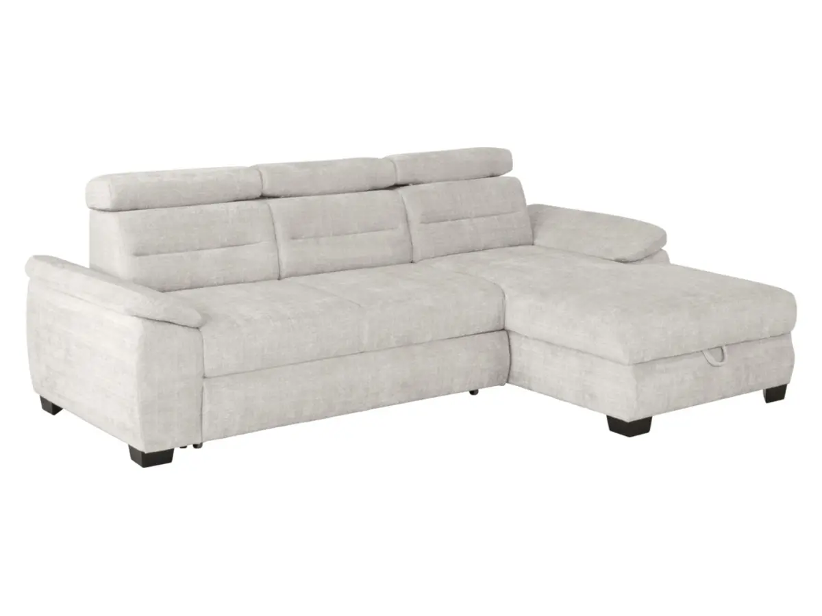 Sofá rinconera derecho Aguda convertible con arcón beige